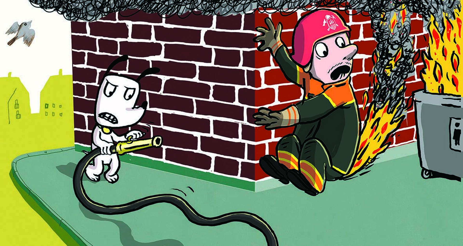 Hunden Ib - Ib slukker brandmanden