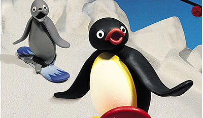 Pingu på snowboard