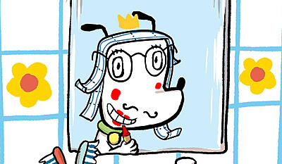 Hunden Ib spejler sig